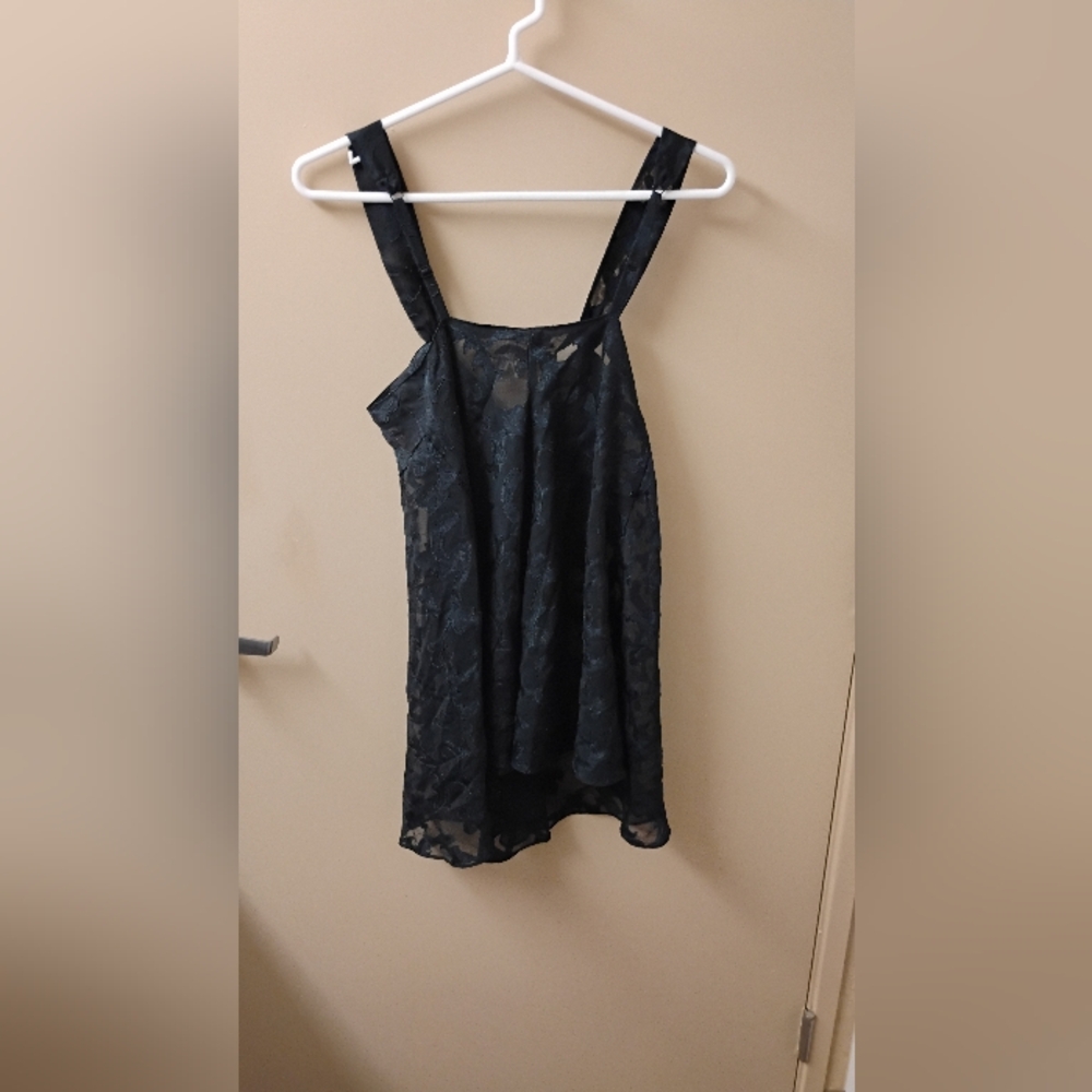 Vintage 1980s 1990s Victoria's Secret Leaf Motif Sheer Slip Dress Mini - Picture 3 of 4
